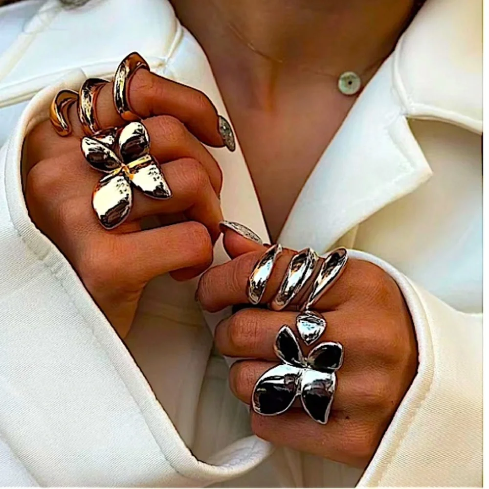 Silver Plated Geometric Ring, Creative, Design, Unique, Tre…